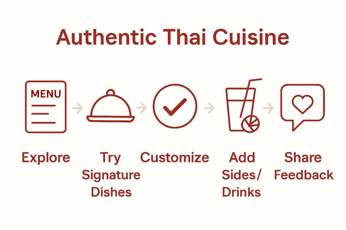 Infographic showing process of enjoying authentic Thai cuisine.