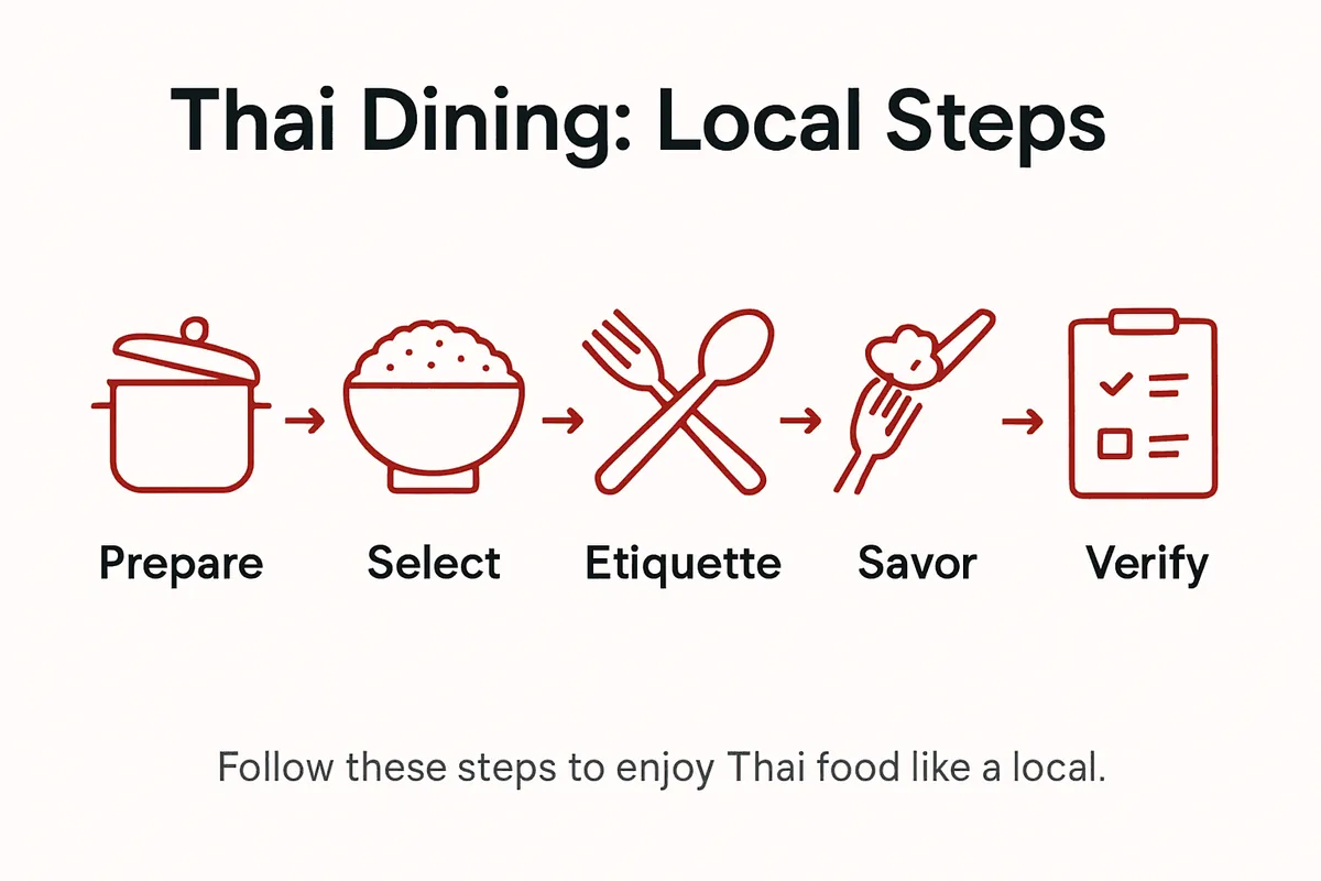 Infographic showing Thai dining steps