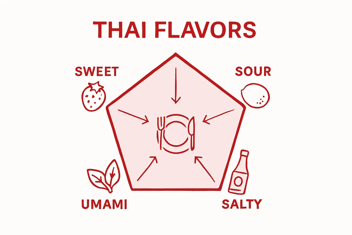 Infographic of Thai flavor balance and portion control